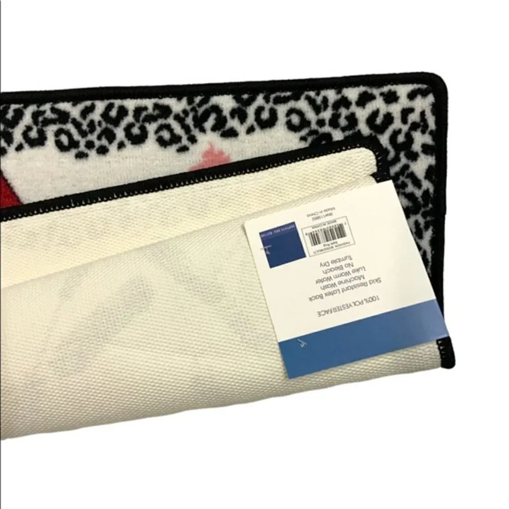 Fashion Girl Boss Animal Print Makeup Mat Rug 20 in X 32” White Pink Black Multi
